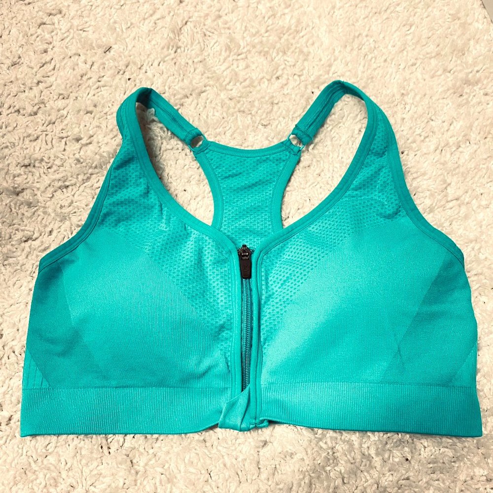Front Zip with Clasp Padded Sports Bra